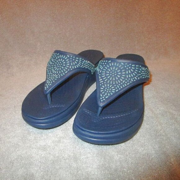 Crocs Monterey Diamonte Bling Sandals Size 10 Thong Platform Wedge Flip Flops - Picture 1 of 11